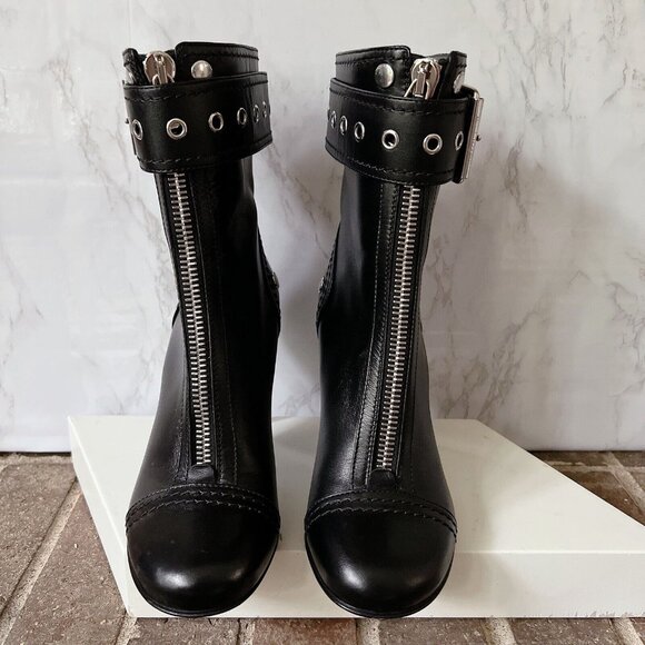 Alexander McQueen Biker Zipper Heeled Ankle Boots Black Leather EU 36 US 6 $1790 - Picture 3 of 13